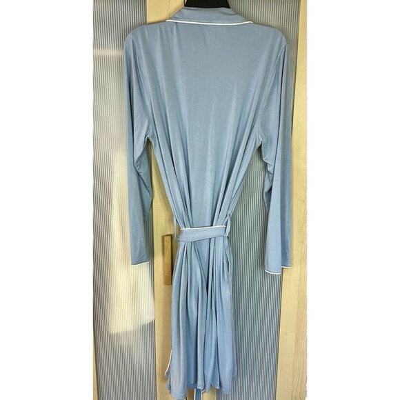 Lands End Womens Light Blue Belted Robe Sz M 10/12 Cooling Casual Sleepwear Wrap - Picture 5 of 6